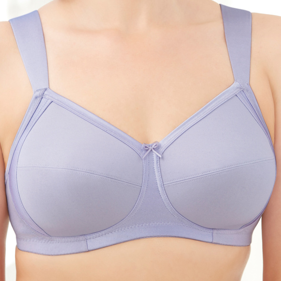 Glamorise 40C Bra ~Seamless-X-WIDE-Straps~ (Side Support Too!) 35% Cotton Purple - Picture 2 of 15